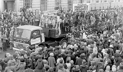 1974 celebrating Middlesbrough Football Clubs promotion to the First Division